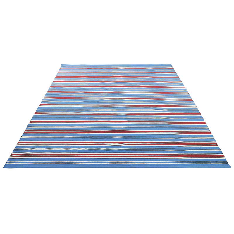 Lauren Ralph Lauren Leopold Stripe Handwoven Flatweave Royal Blue Red Area Rug Wayfair