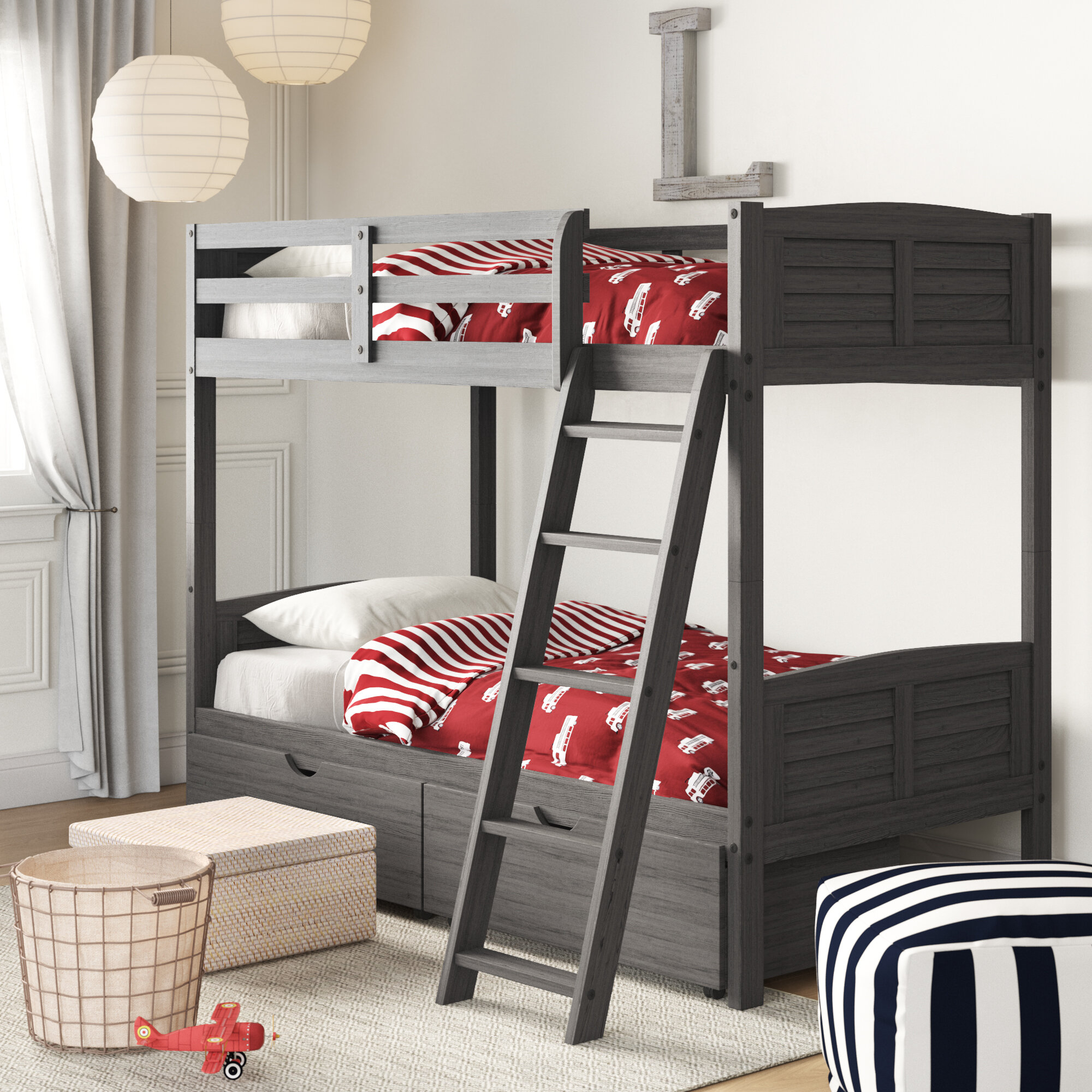 single bunk bed with storage