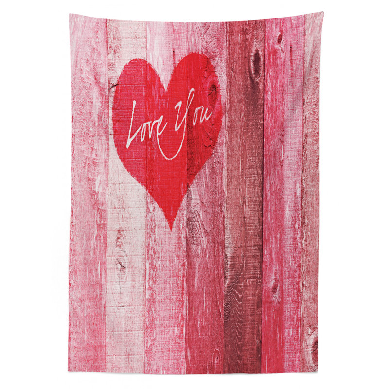 East Urban Home Ambesonne Love Tablecloth Love You Heart On
