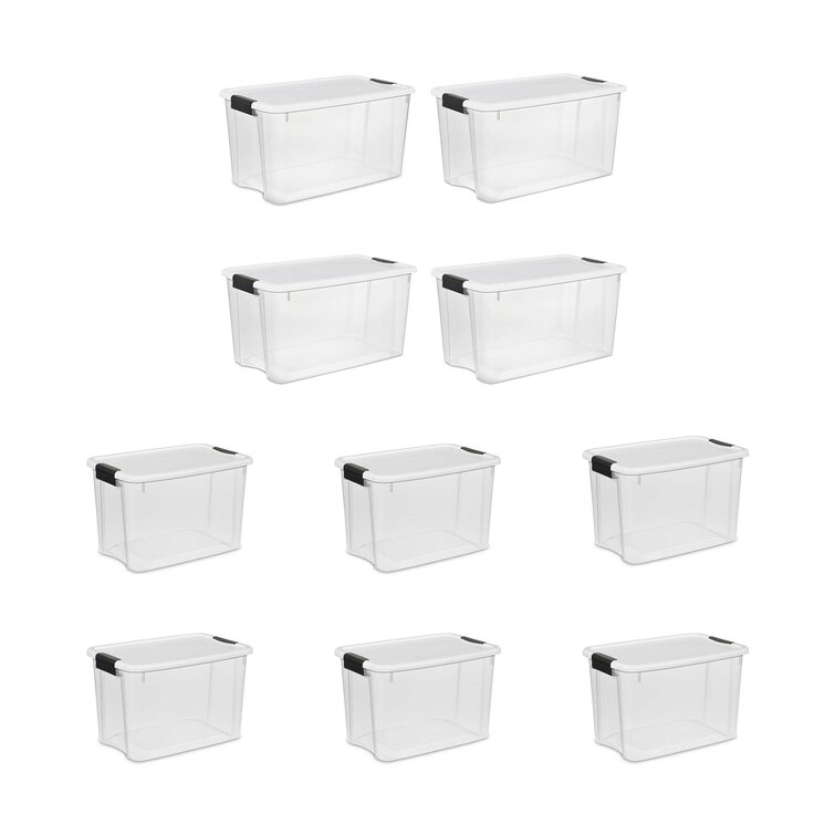 Sterilite 30 Quart Clear Plastic Latching Storage Container Box 6 Pack 