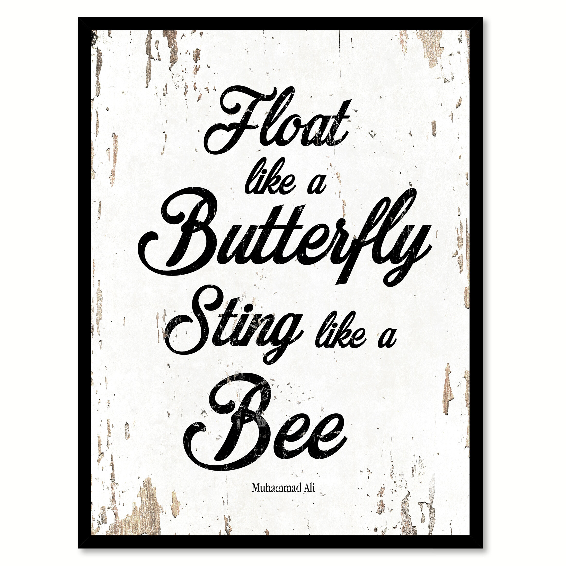 Wrought Studio Float Like A Butterfly Sting Like A Bee Picture Frame Textual Art Print On Canvas Wayfair