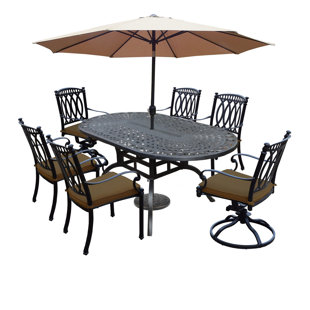 Go to store & view more images Otsego 7 Piece Rust Resistant Aluminum Dining Set with Cushions by Darby Home Co