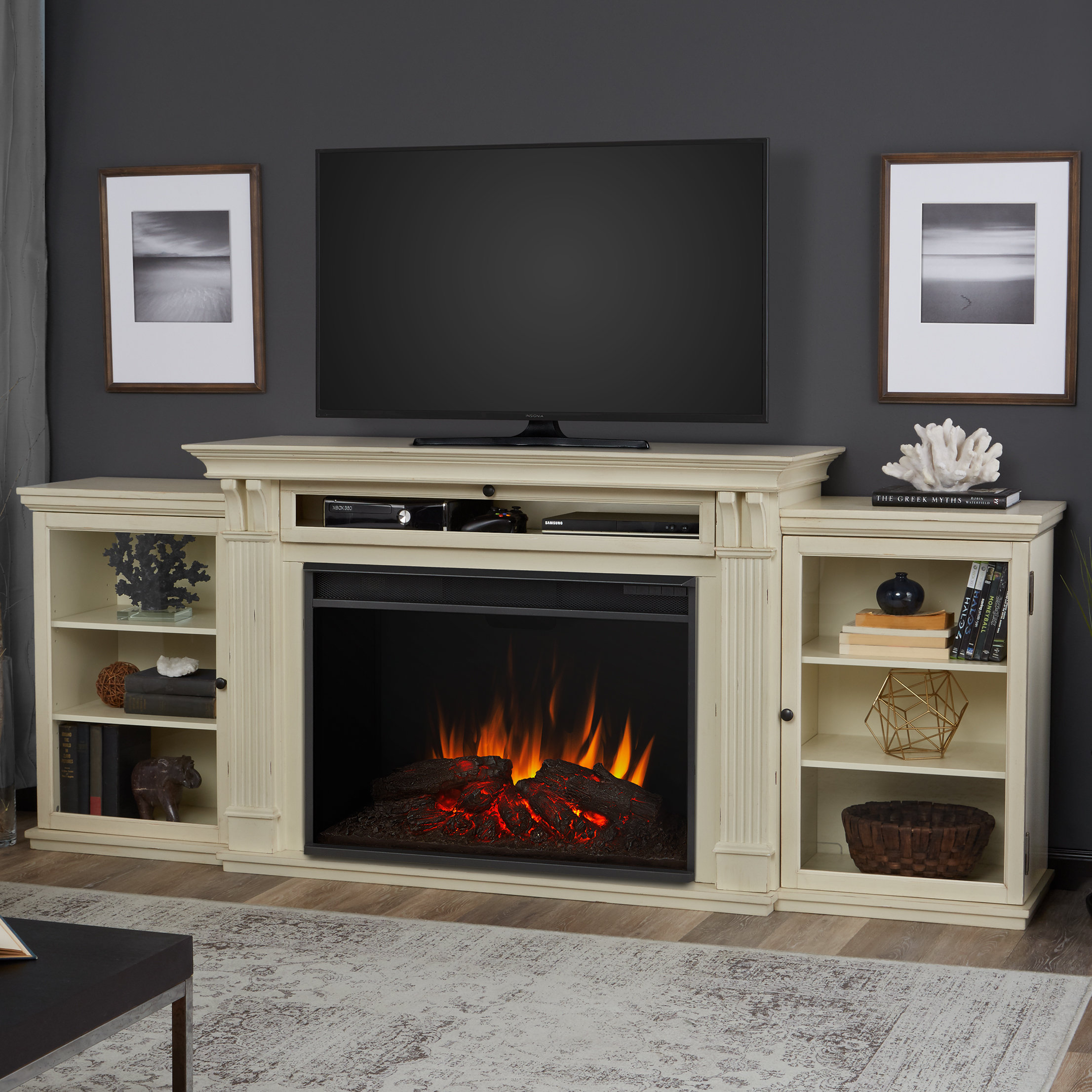 Real Flame Grand Tv Stand For Tvs Up To 88 Inches With Fireplace