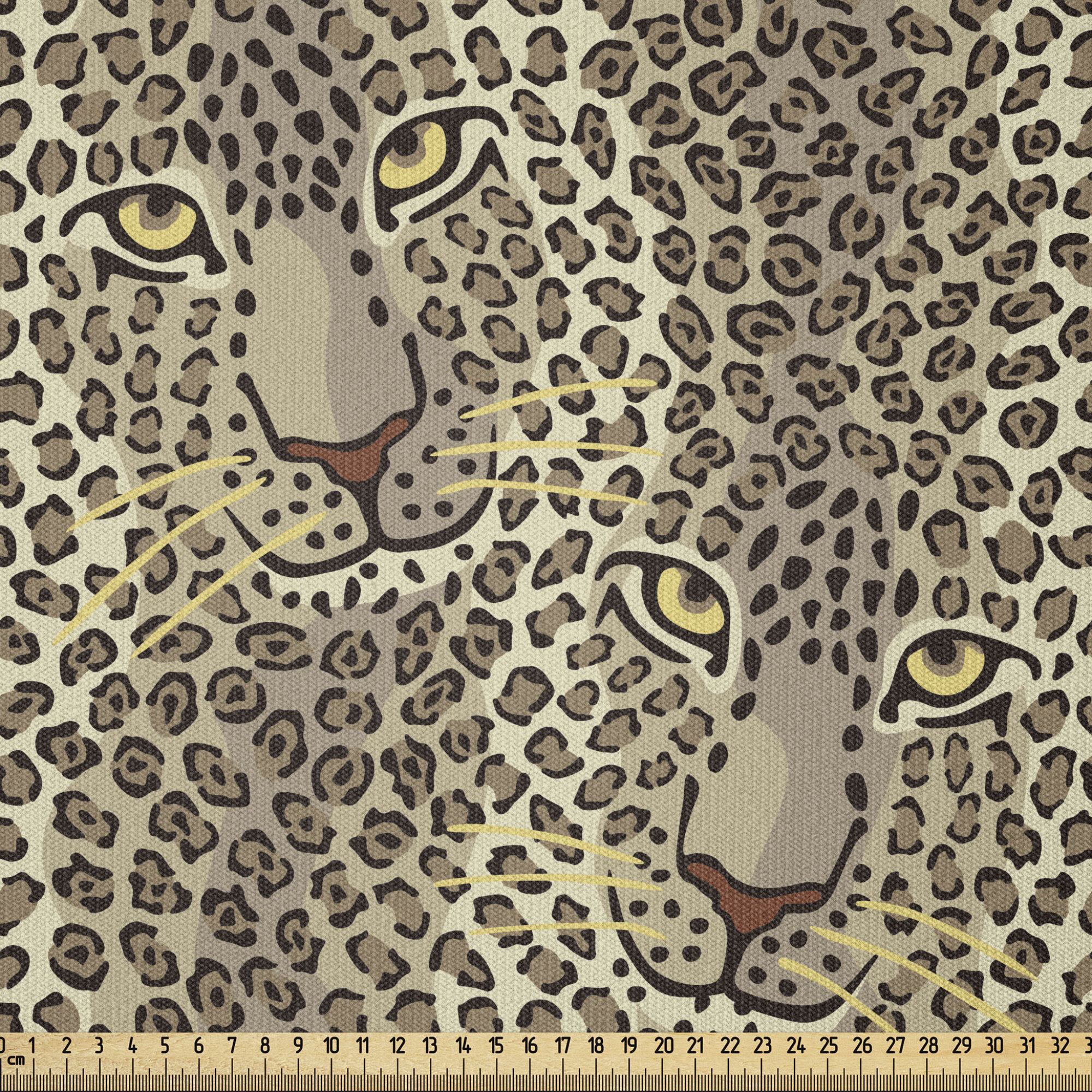 East Urban Home Ambesonne Leopard Print Fabric By The Yard, Repetitive  Cartoon Leo Wild Big Cat Faces In Natural Earthy Tones,Square | Wayfair