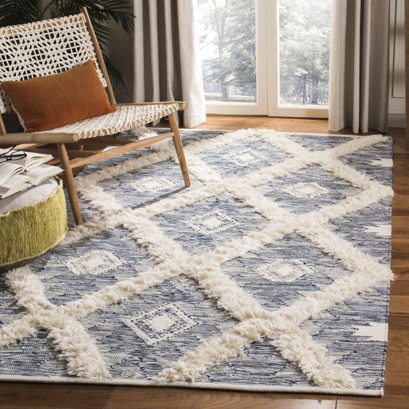 Parinaaz Hand Knotted Wool Cotton Blue Area Rug Allmodern