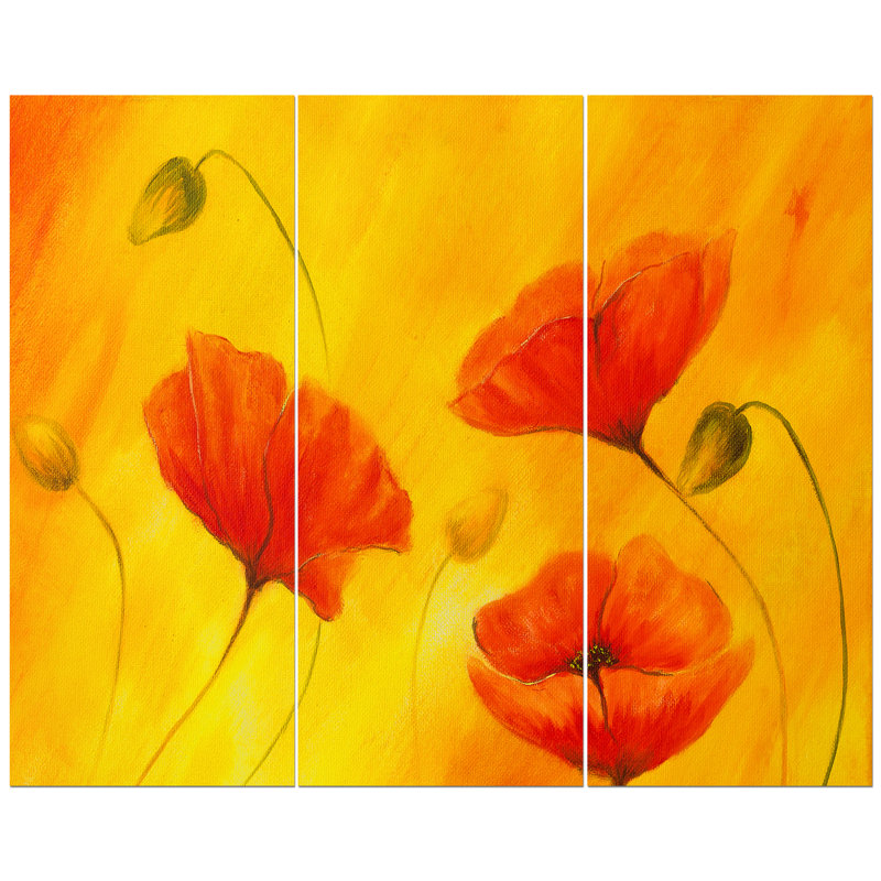 East Urban Home Red Poppy Flower Oil Painting Print Multi Piece