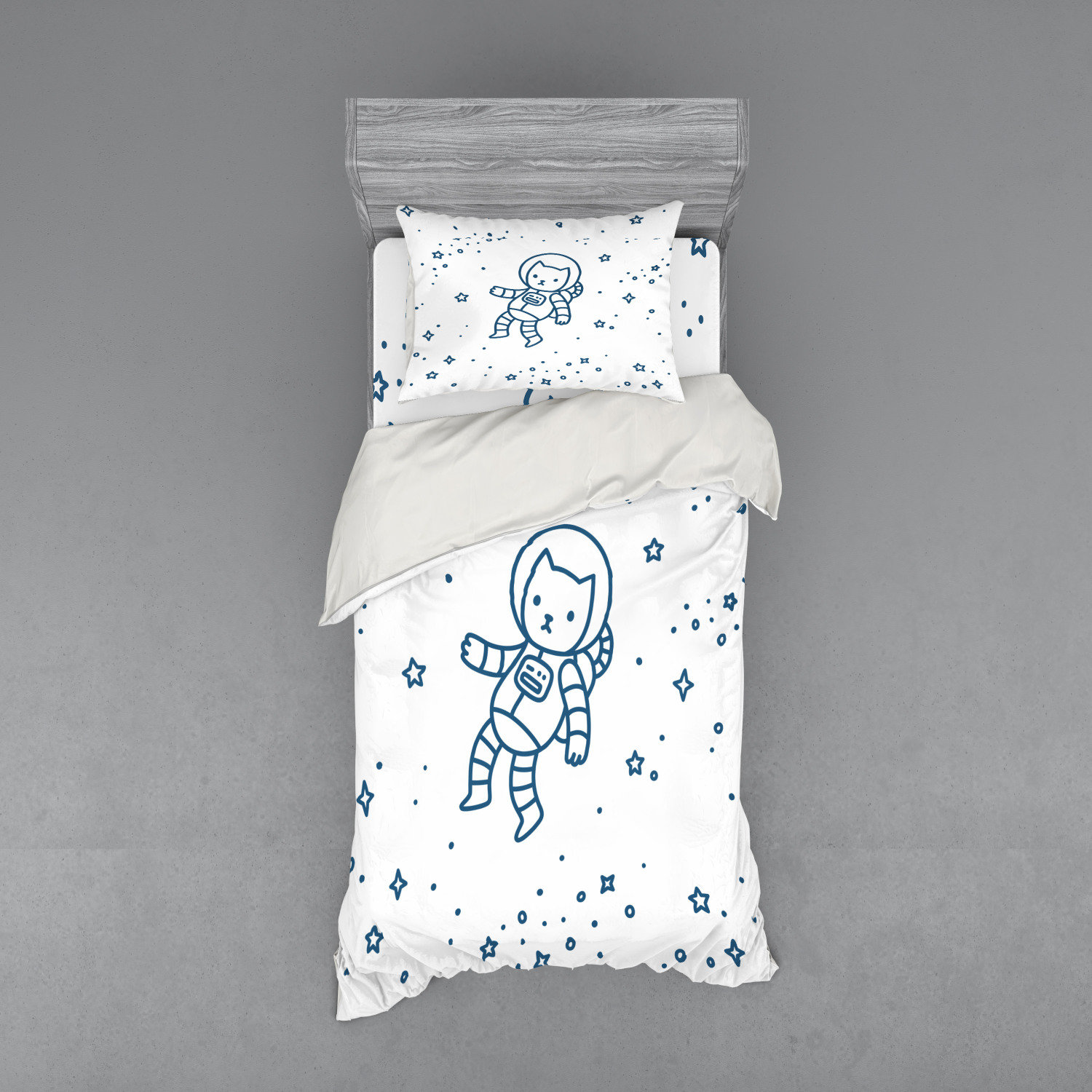 Kids 8x10 FT Photo Backdrops,Cute Cartoon Astronaut Pioneer Cat Flying in Outer Space Doodle Style Constellation Background for Baby Shower Birthday Wedding Bridal Shower Party Decoration Photo Studio
