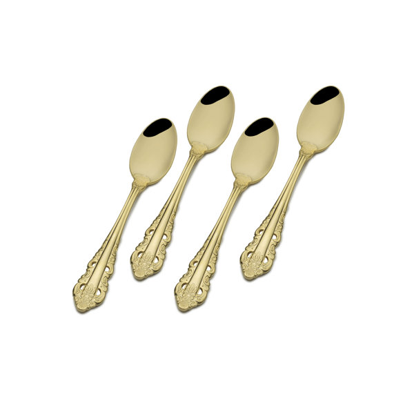 4 Colors Stainless Steel Short Handle Spoon Teaspoon for Coffee Dessert FG