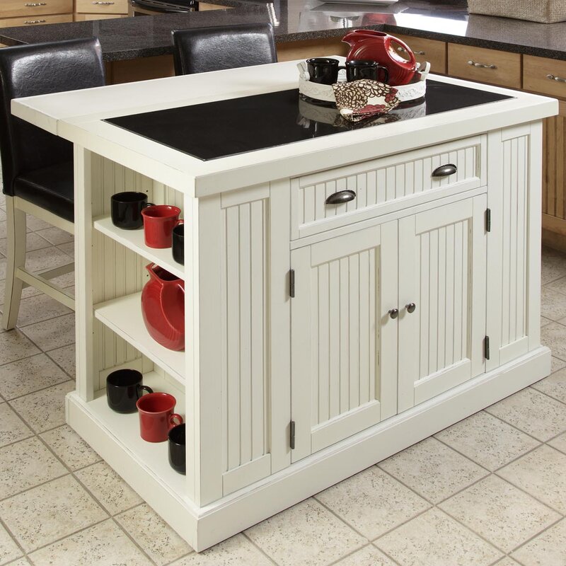 Beachcrest Home Swanscombe Kitchen Island with Granite Top & Reviews ...