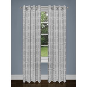 Lavoie Two Tone Damask Grommet Curtain Panels (Set of 2)