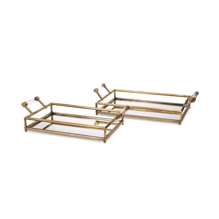 Virdi Rectangle Mirror Decorative 2 Piece Vanity Tray Set Virdi Rectangle Mirror Decorative 2 Piece Vanity Tray Set
