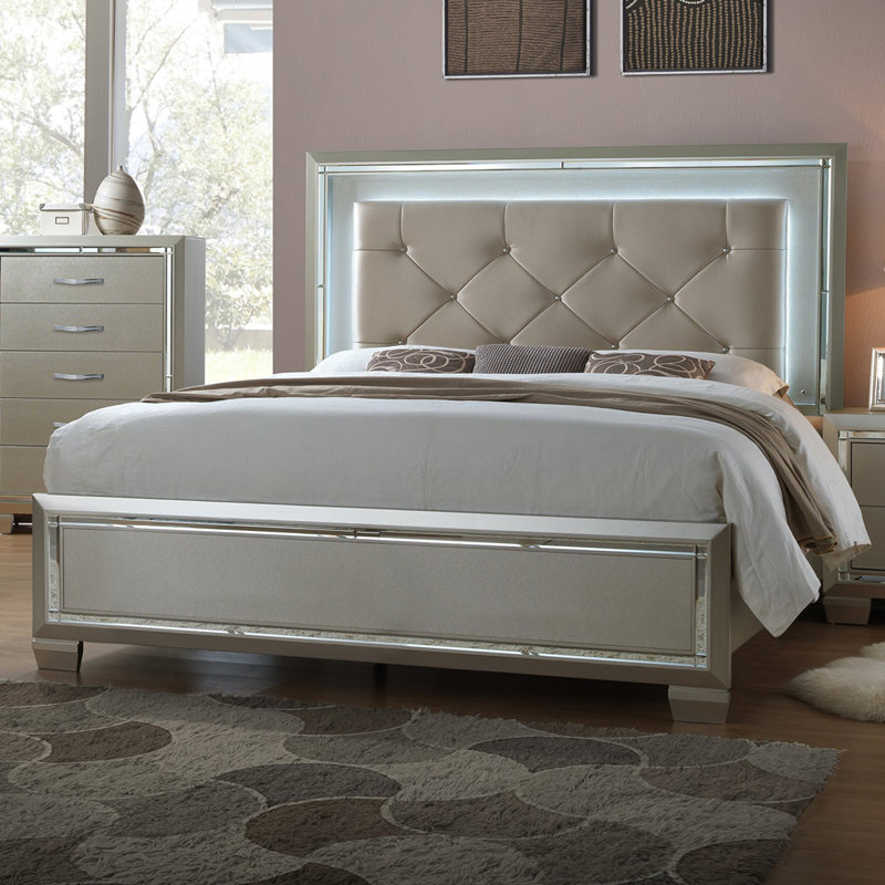 Rosdorf Park Domenick Full Upholstered Platform Bed Frame with LED 