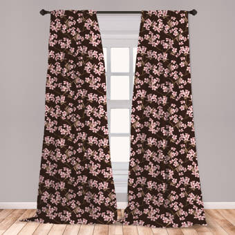 East Urban Home Cherry Blossom Floral Room Darkening Rod Pocket