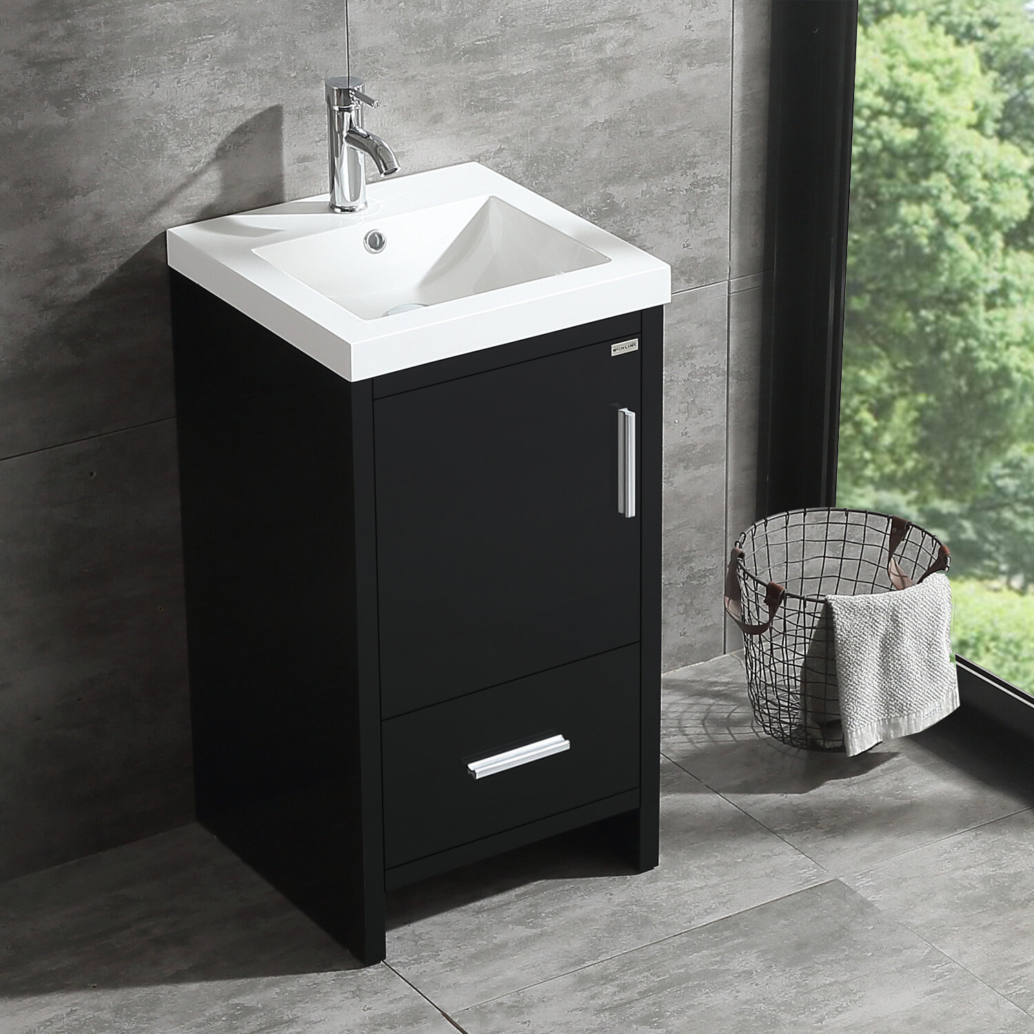Wonline 18 Black Single Wood Bathroom Vanity Cabinet Reviews Wayfair