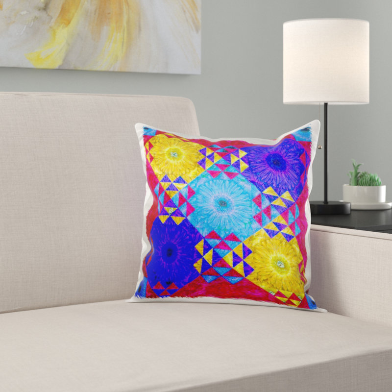 East Urban Home Flower Collage Abstract Bright Frame Pillow Cover