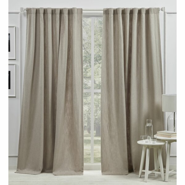 Pair Ecru Curtains Iron Hill Canvas Slub linen-appearance