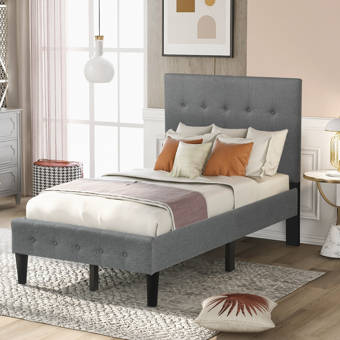 Latitude Run Dayani Twin Tufted Solid Wood And Upholstered Low Profile Platform Bed Wayfair