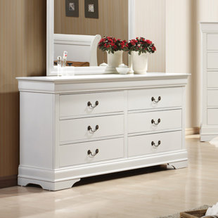 White Dresser Gold Hardware Wayfair Tina 6 Drawer Wood Dresser