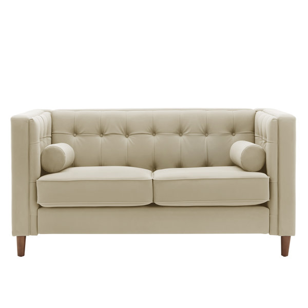 Corrigan Studio Avent 64 1 Wide Faux Leather Tuxedo Arm Loveseat Wayfair
