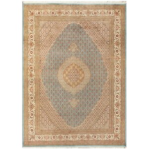 Tabriz Hand-Knotted Light Blue/Ivory Area Rug