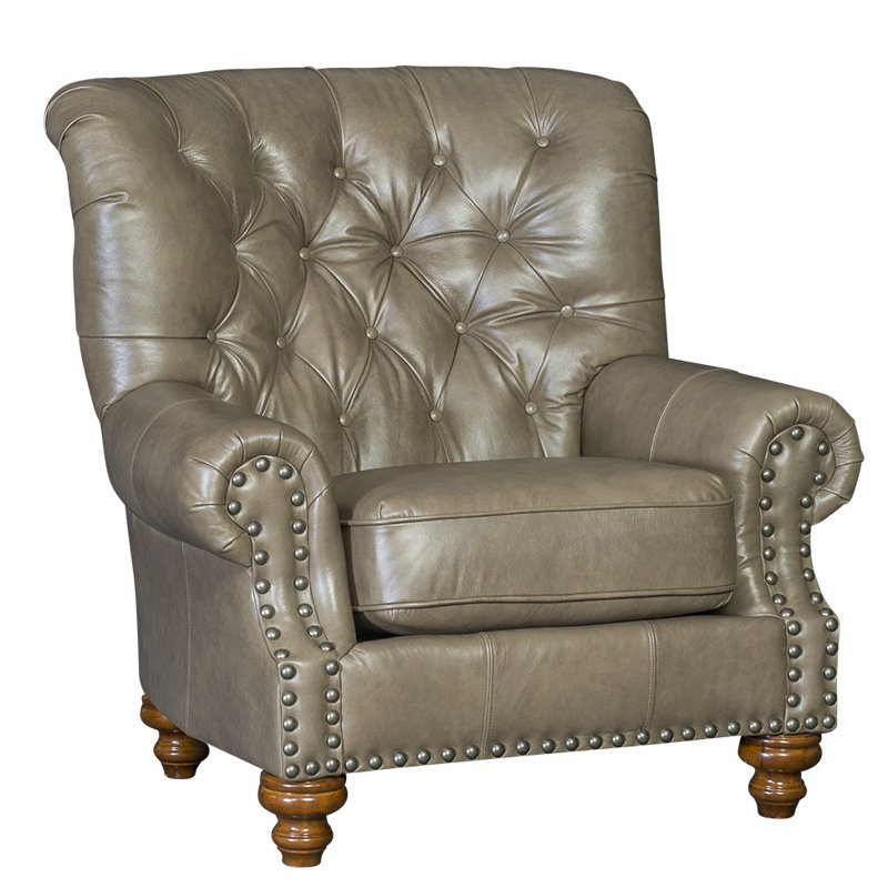 Darby Home Co Cueto 41 5 W Tufted Top Grain Leather Club Chair Wayfair