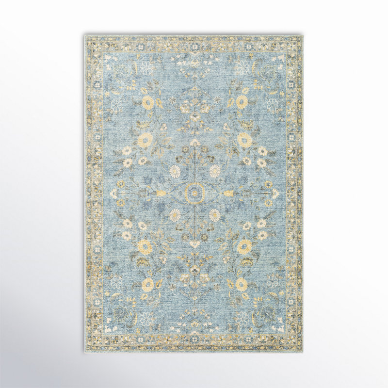 Berger Floral Blue Area Rug Rug Size: Rectangle 5' x 7'6"