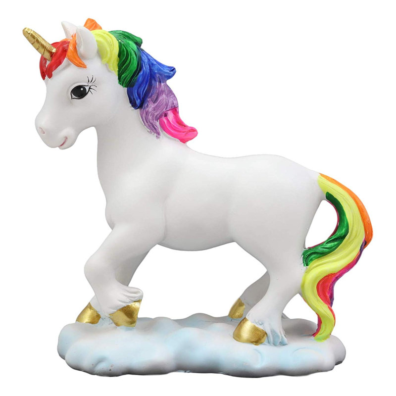 Zoomie Kids Glenview Beautiful Majestic Rainbow Mane Unicorn Mare Horse Figurine Wayfair