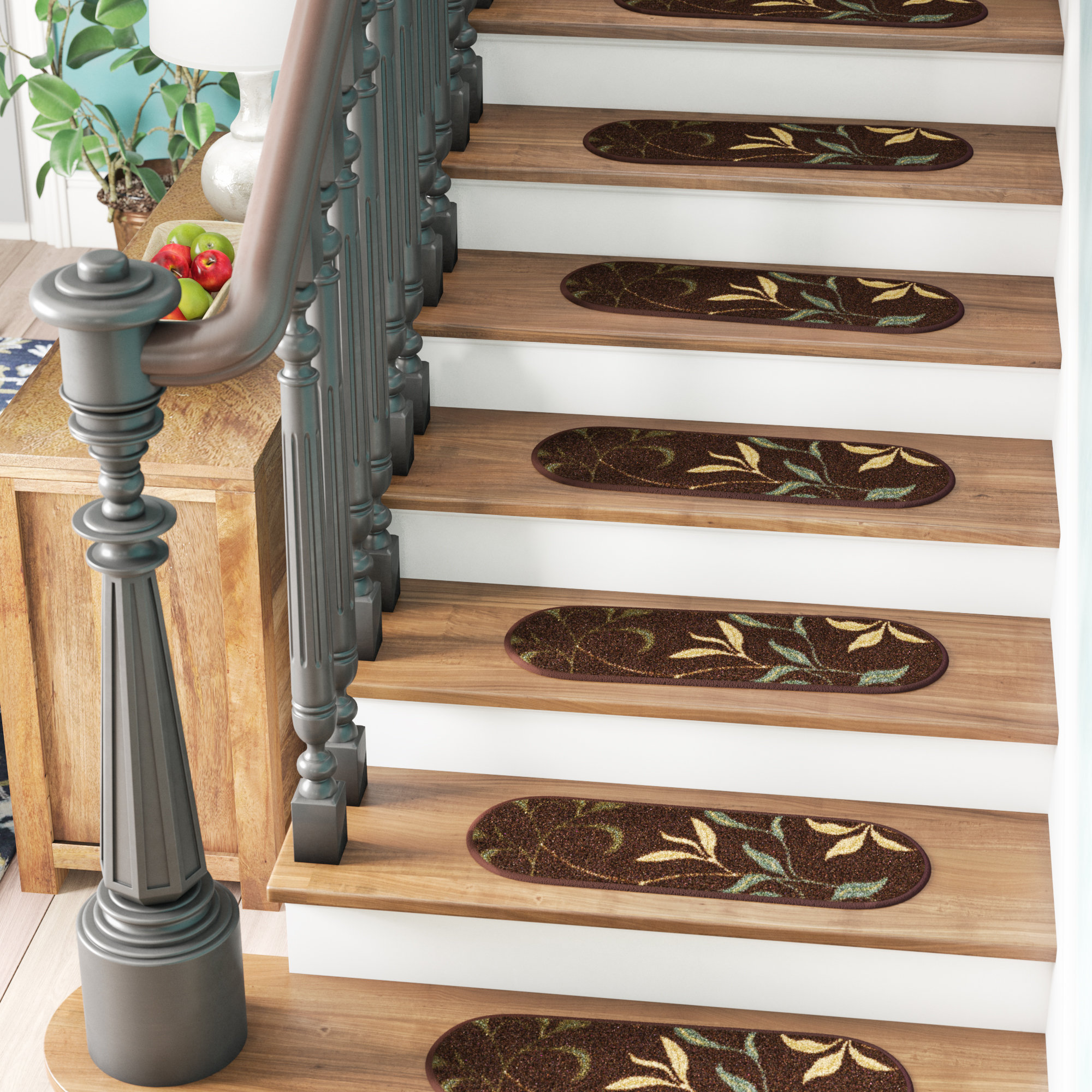 Winston Porter Arette Leaf Oval Brown Beige Stair Tread Reviews
