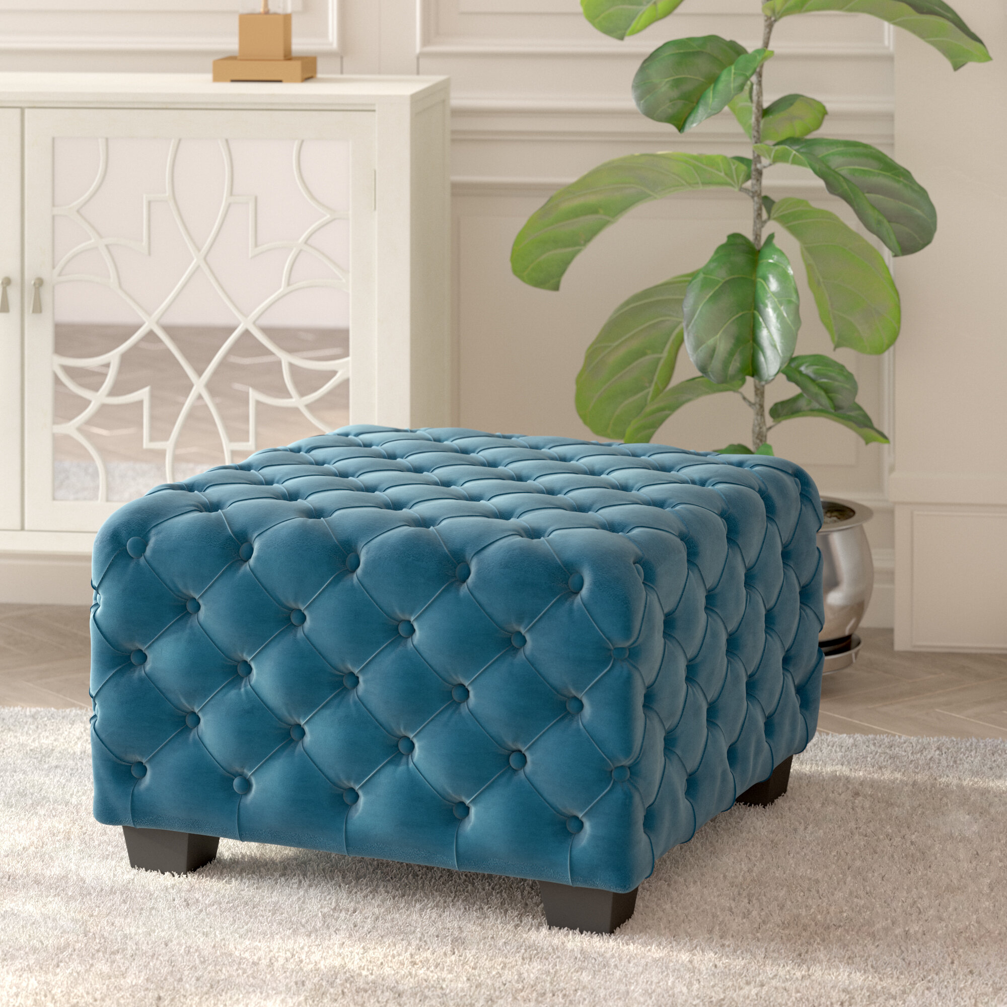 Willa Arlo Interiors Geoffrey29 Velvet Tufted Square Cocktail Ottoman Reviews Wayfair