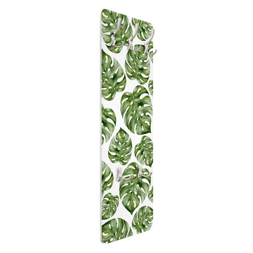 Monstera Leaves Watercolour Wall Mounted Coat Rack Symple Stuff