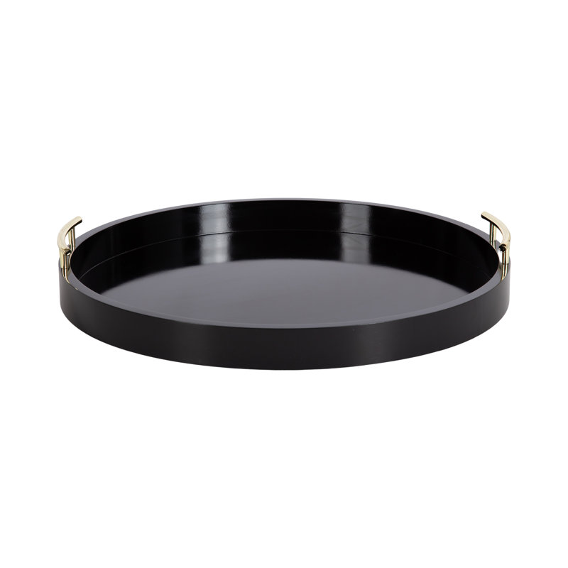 Norvan Tray Color: Black/Gold, Size: 3.25" H x 15.5" W x 15.5" D