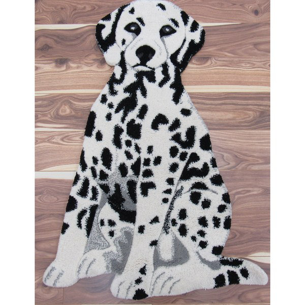 Zoomie Kids Curtis Dalmatian Dog Hand Woven Wool Black/White Area Rug