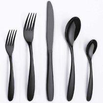 Black Bon Florentine 16-Piece Stainless Steel Cutlery Set 
