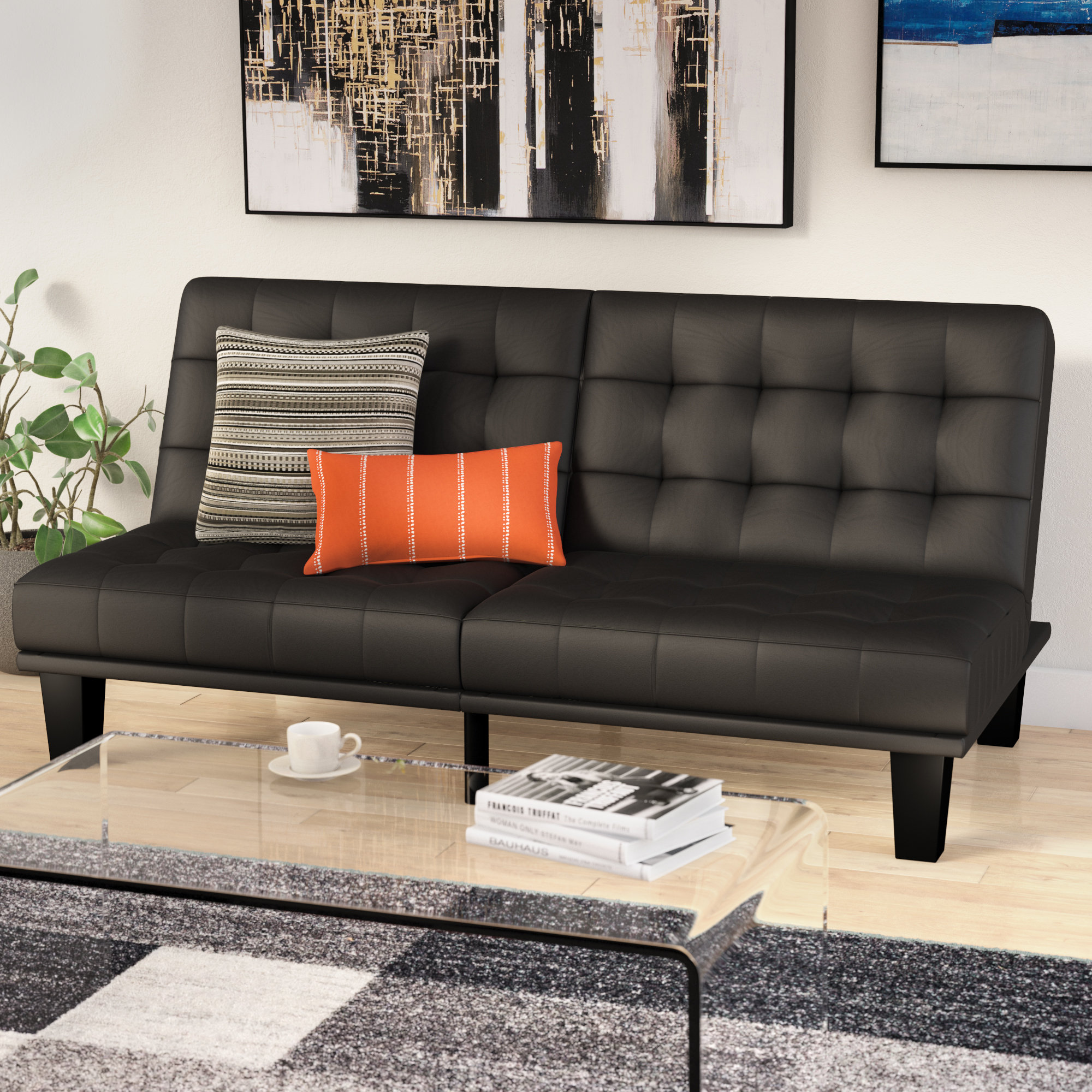 Wade Logan Haysi Futon Lounger Convertible Sofa Reviews Wayfair Ca