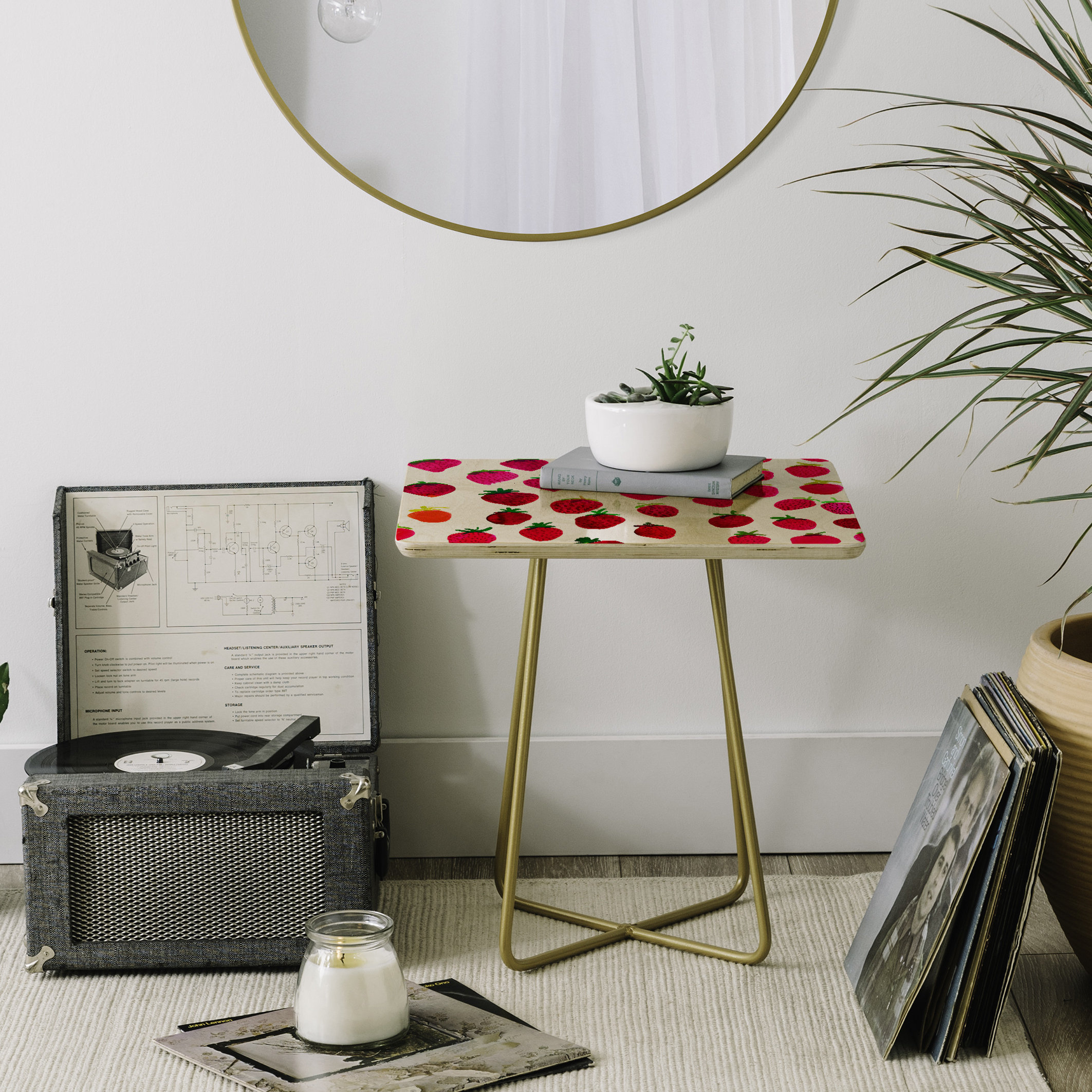 East Urban Home Amy Sia Strawberry Fruit End Table Wayfair