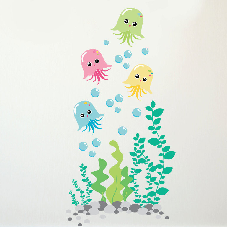 Wall Decal Source Jellyfish and Bathroom Under the Sea Vinyl Wall Decal