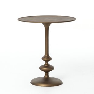 Cron Matte Brass Pedestal End Table By Fleur De Lis Living