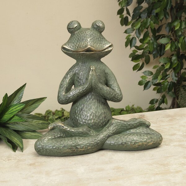 Resin Meditation Lotus Pose Yoga Frog Artificial Turf Grass Figurine 9.25/"H