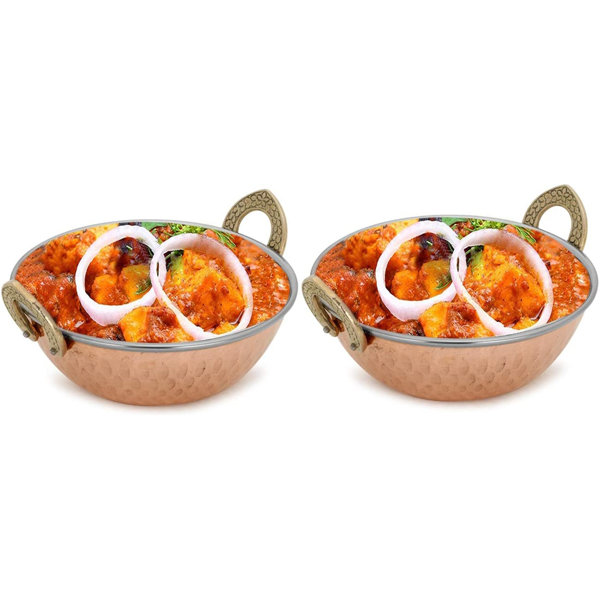 Indian Pure Copper Dish Serving Bowl Dessert Katori Round Serveware 2 Bowl 