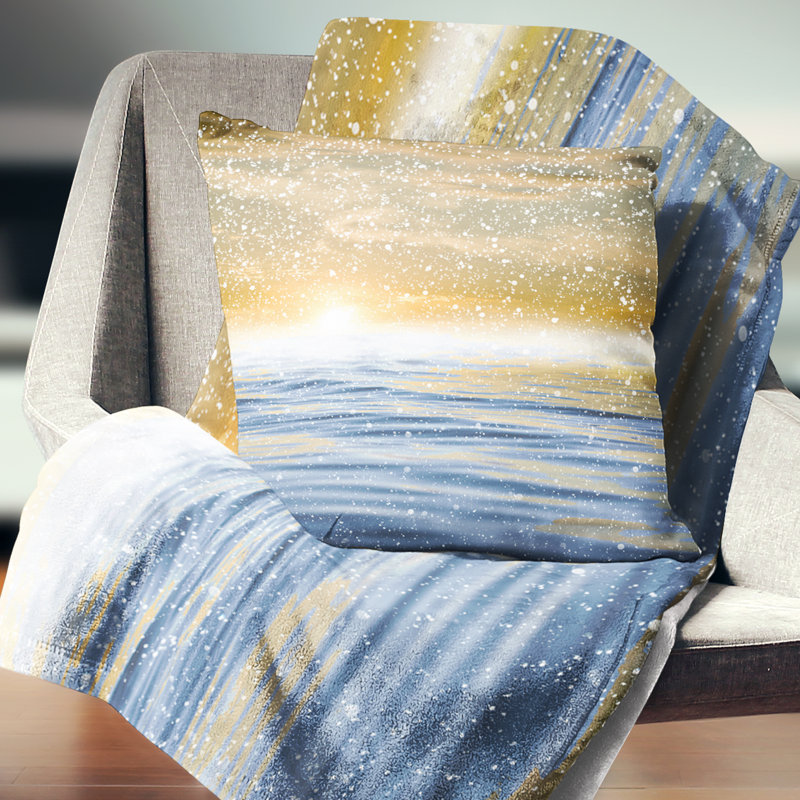 East Urban Home Sunset Over The Sea With Snow Skyline Photography Pillow Wayfair