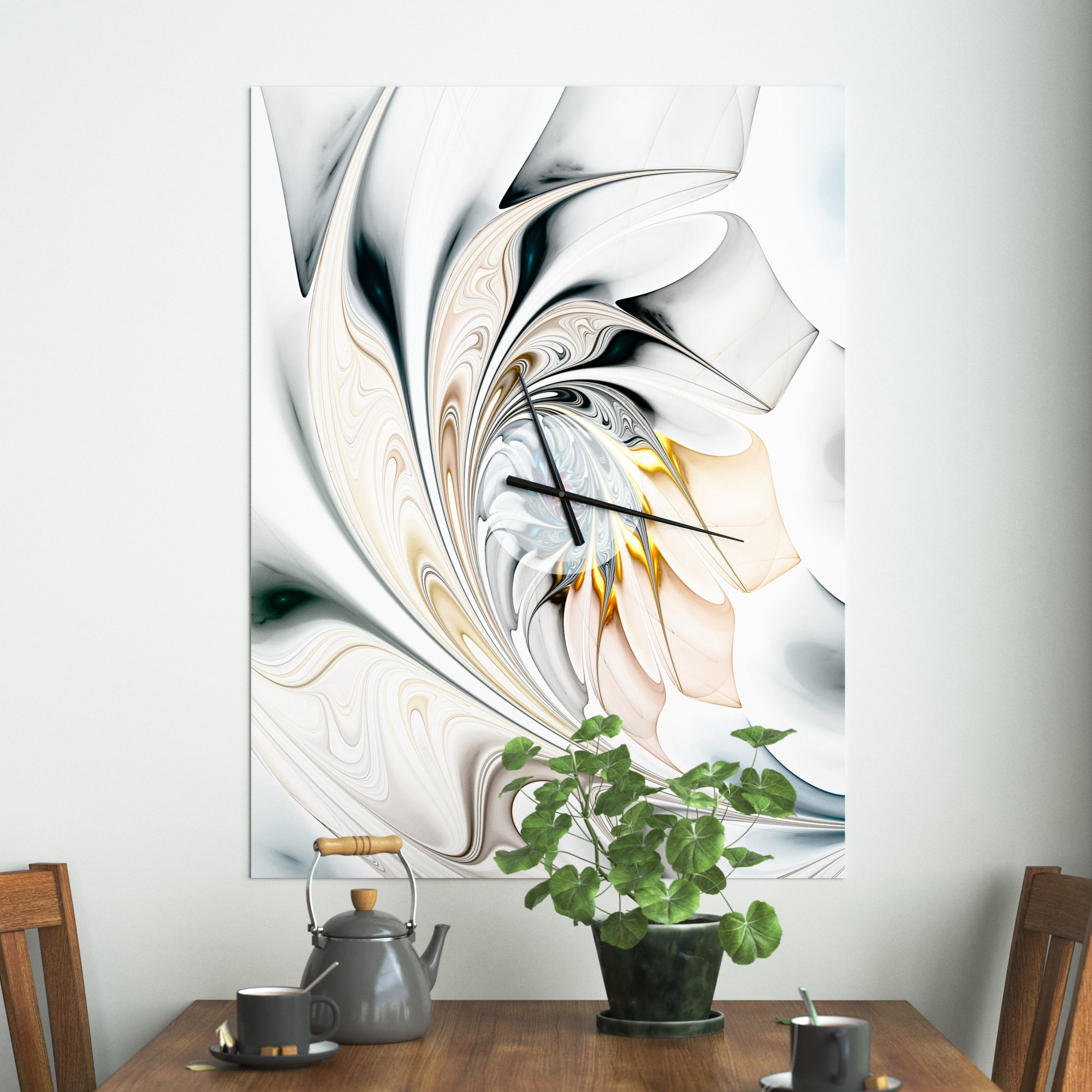 bedrag toren uitzending The Twillery Co.® White Stained Glass Floral Art - Modern wall clock &  Reviews | Wayfair