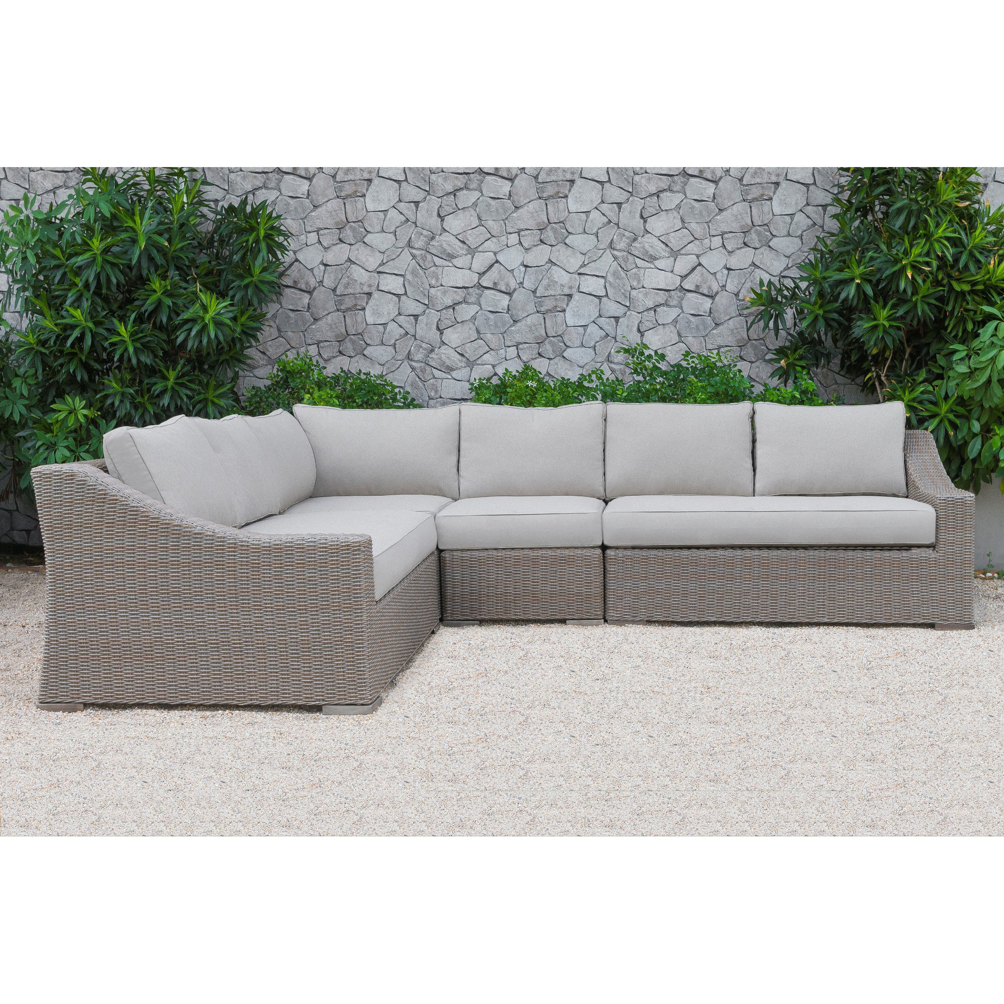 Gracie Oaks Abbot Outdoor 5 Piece Sectional Seating Group with Cushion