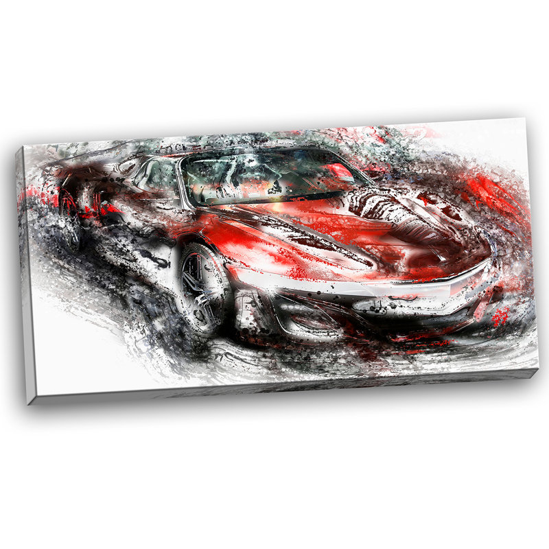 Designart Black And Red Sports Car Graphic Art On Wrapped Canvas Wayfair
