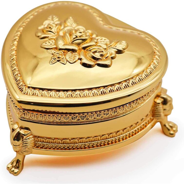 Retro style heart shaped jewelry case,vintage look heart shape jewelry box 