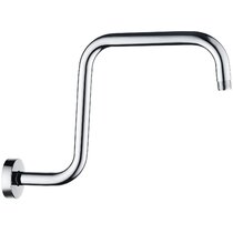 10 inch Chrome Shower Pipe Extension Shower Head Extension Arm with Flange,S Shaped Shower Head Riser Extension Arm 