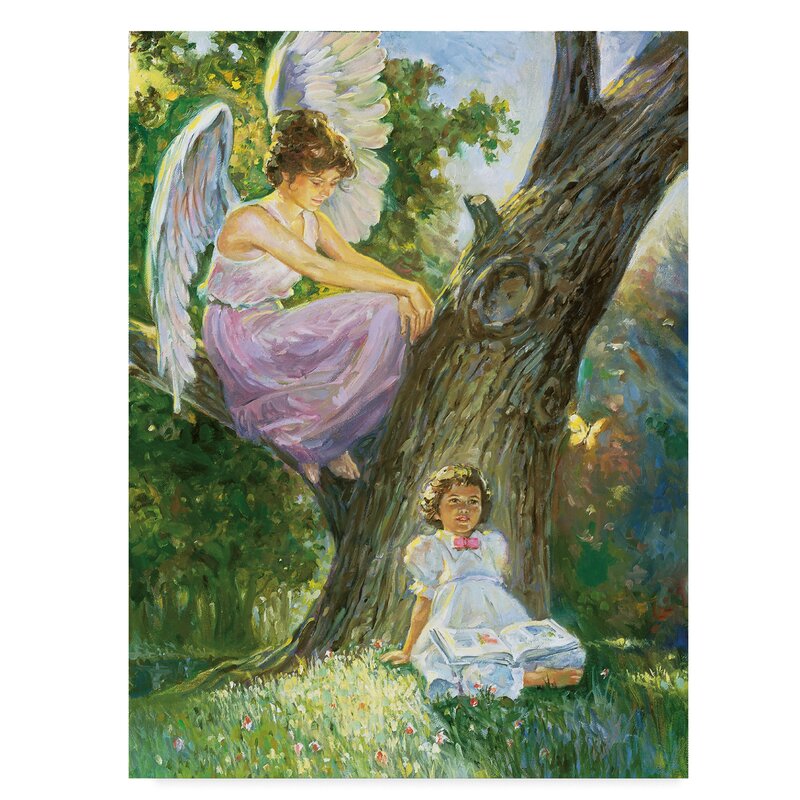Trademark Art Guardian Angel Trees Oil Painting Print On Wrapped Canvas Wayfair