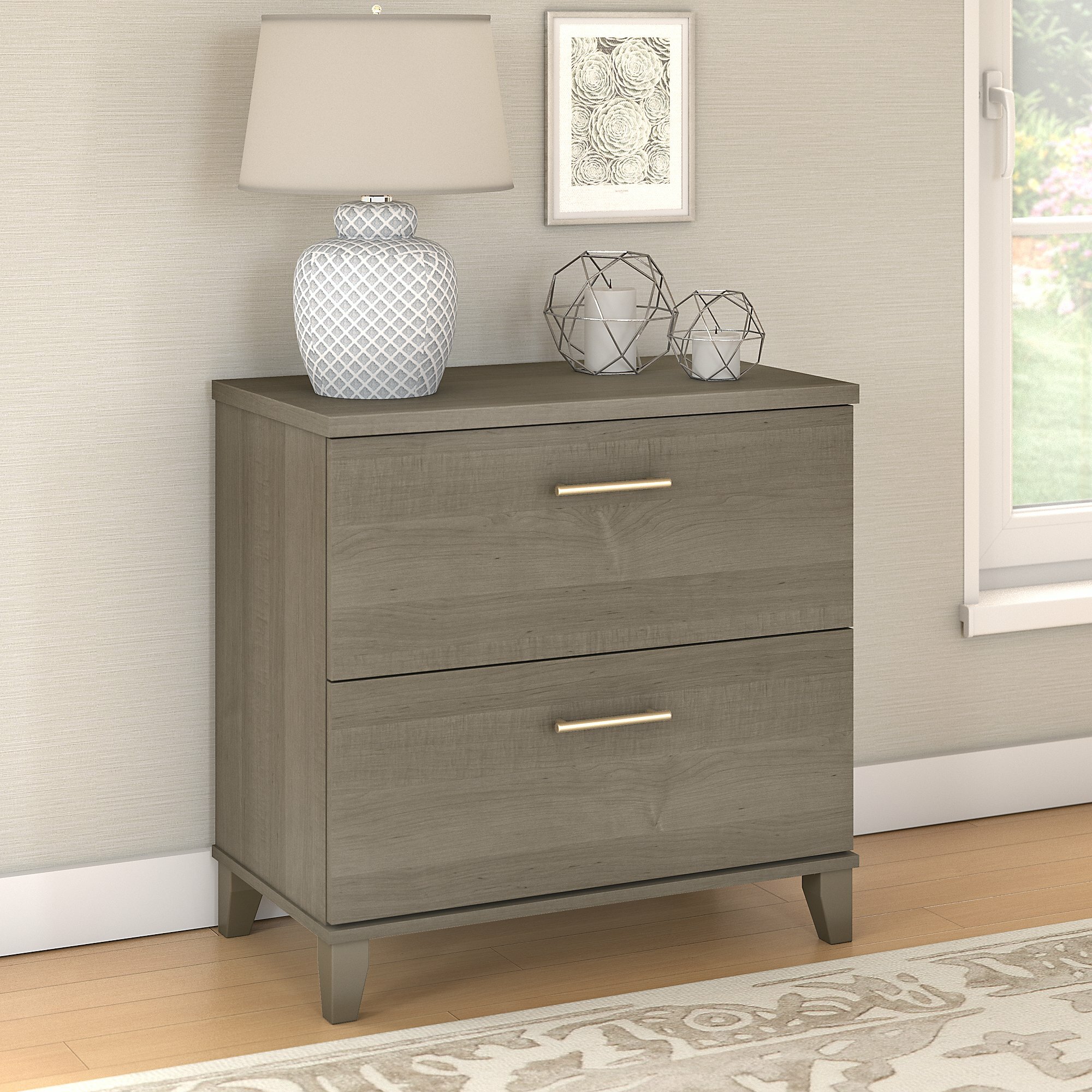 gray wood filing cabinet