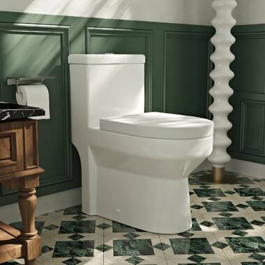WinZo WZ5079N Compact Short One Piece Dual Flush Toilet For Small Bathroom White 