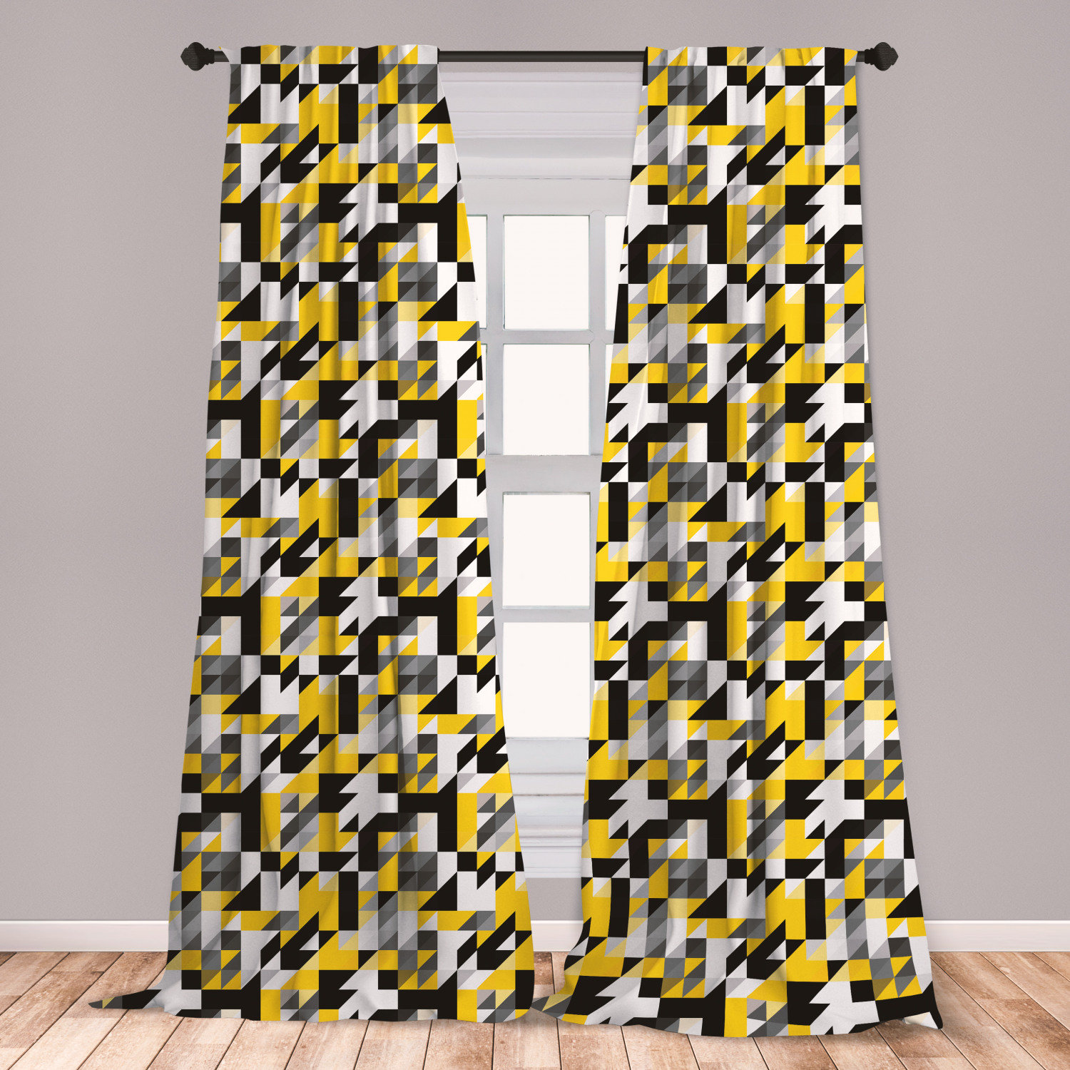 East Urban Home Ambesonne Yellow And White Window Curtains White Window Curtains
