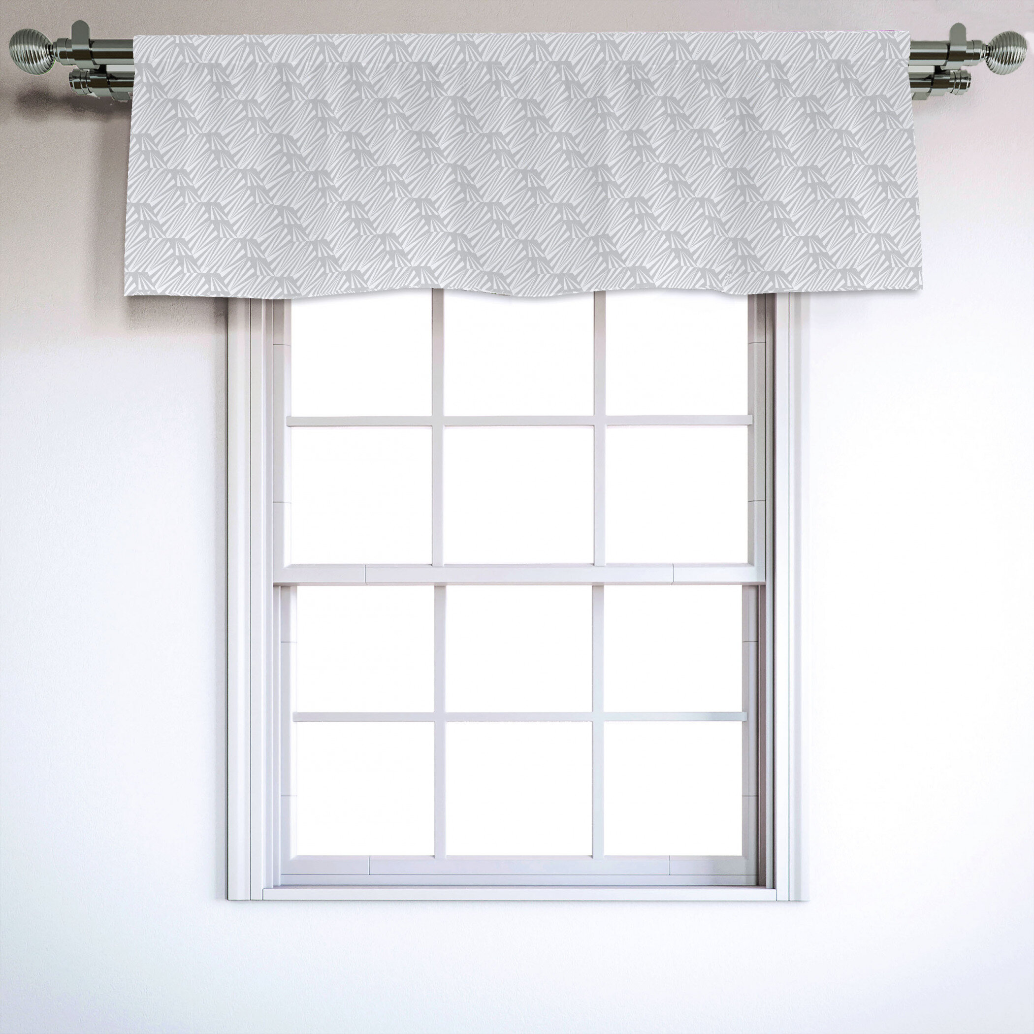 East Urban Home Sateen Ruffled 54 Window Valance In Pale Gray White Wayfair